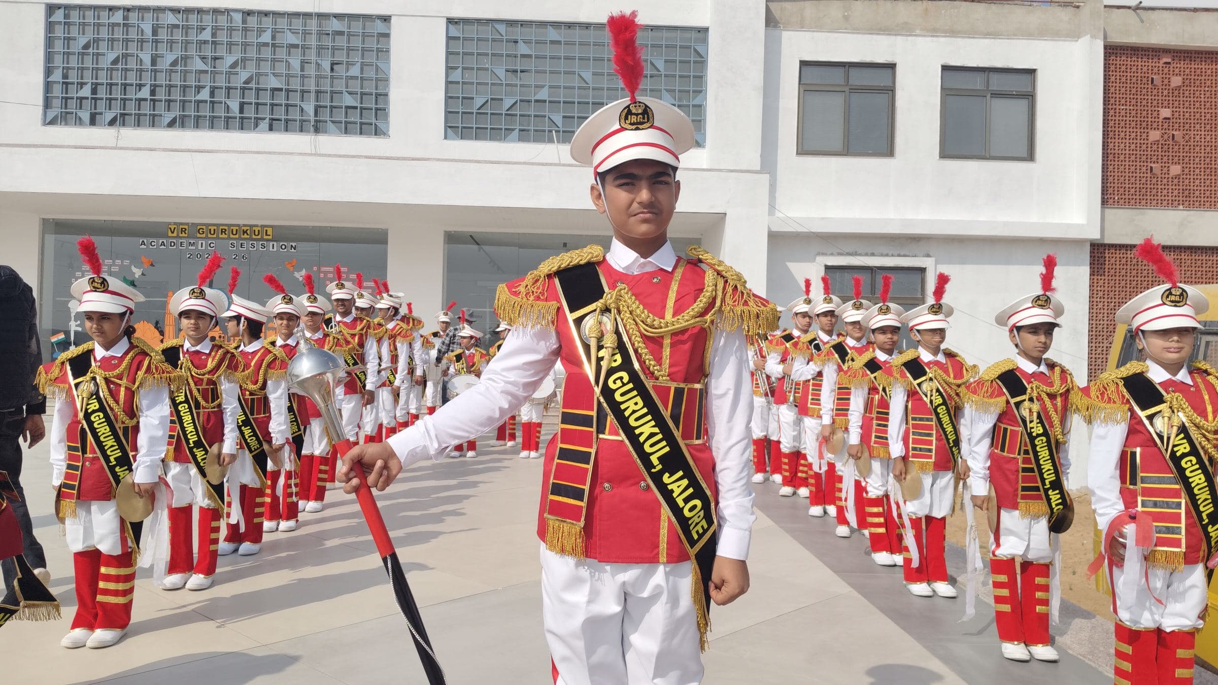 The school band on parade