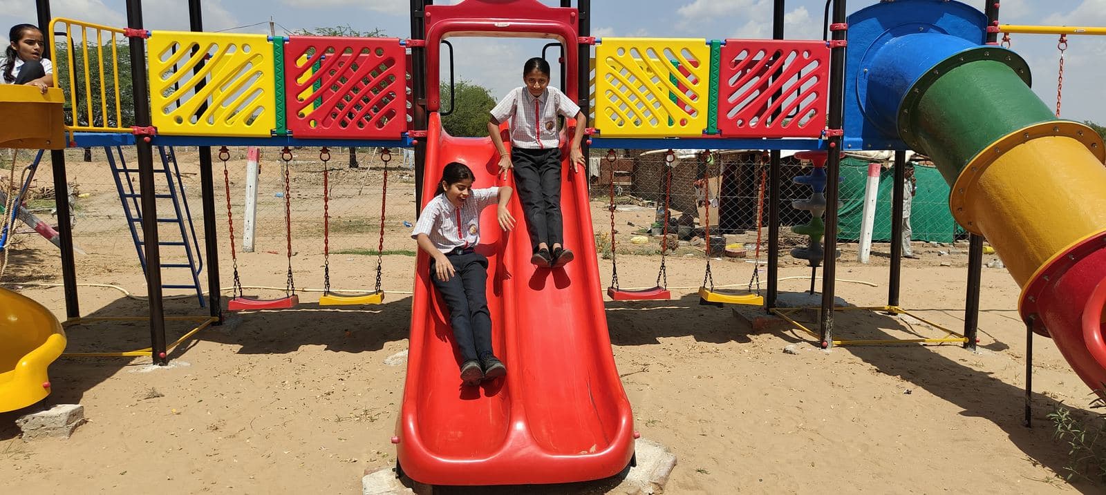 Children on the playground slides