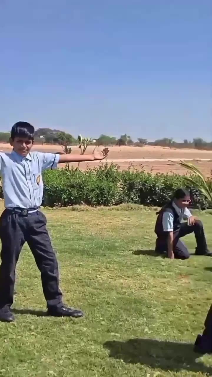 Outdoor games on the school lawn